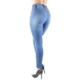 thumbnail image 4 of Fashion2Love Women's Juniors Colombian Design Butt Lift Push Up Mid Waist Skinny Jeans, 4 of 10