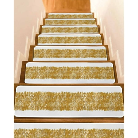 Farmhouse Brown Stair Treads for Wooden Steps Indoor Runner Rug Carpet Retro Modern Abstract Art 4 Pieces Peel and Stick Staircase Step Treads Covers Washable Throw Door Mats 30 x8