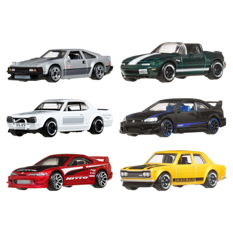 Hot Wheels, Die-Cast Toy Cars, Set of 6 1:64 Scale, Japanese