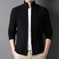 thumbnail image 4 of Mrmaere Men's Knit Jacket Full-Zip Stand Collar Soft Warm Outerwear for Daily & Casual Black L, 4 of 7