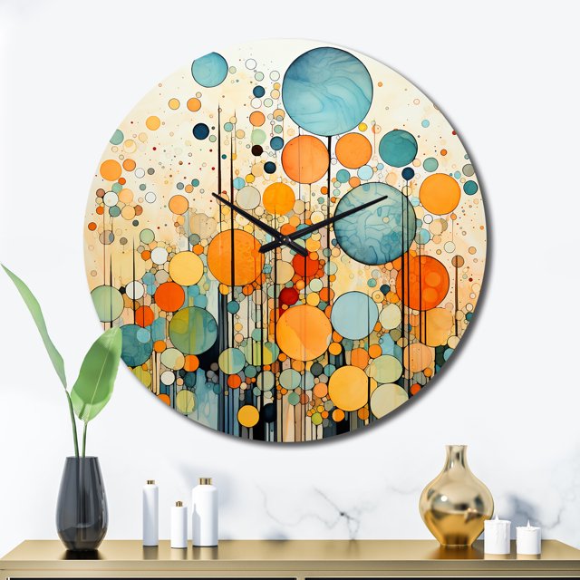 Designart "Nostalgic Remix IV" Collages Abstraits Horloge Murale Surdimensionnée