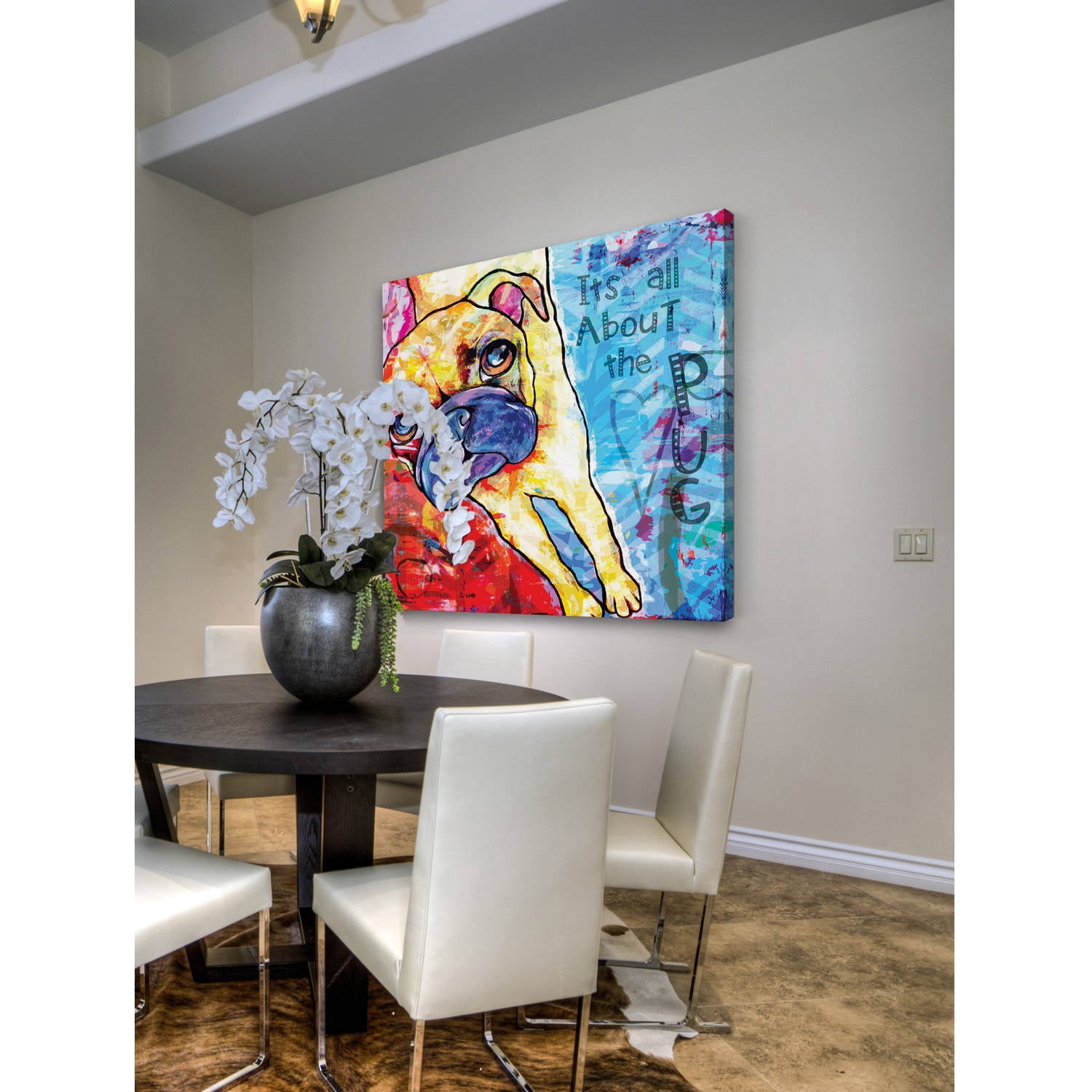 Marmont Hill "Pug II Pop Art" by Stephanie Gerace Painting Print on Wrapped Canvas