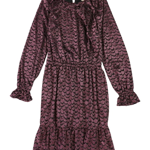 Michael Kors Womens Burnout Velvet Tiered Mini Dress, Purple, Petite, PL