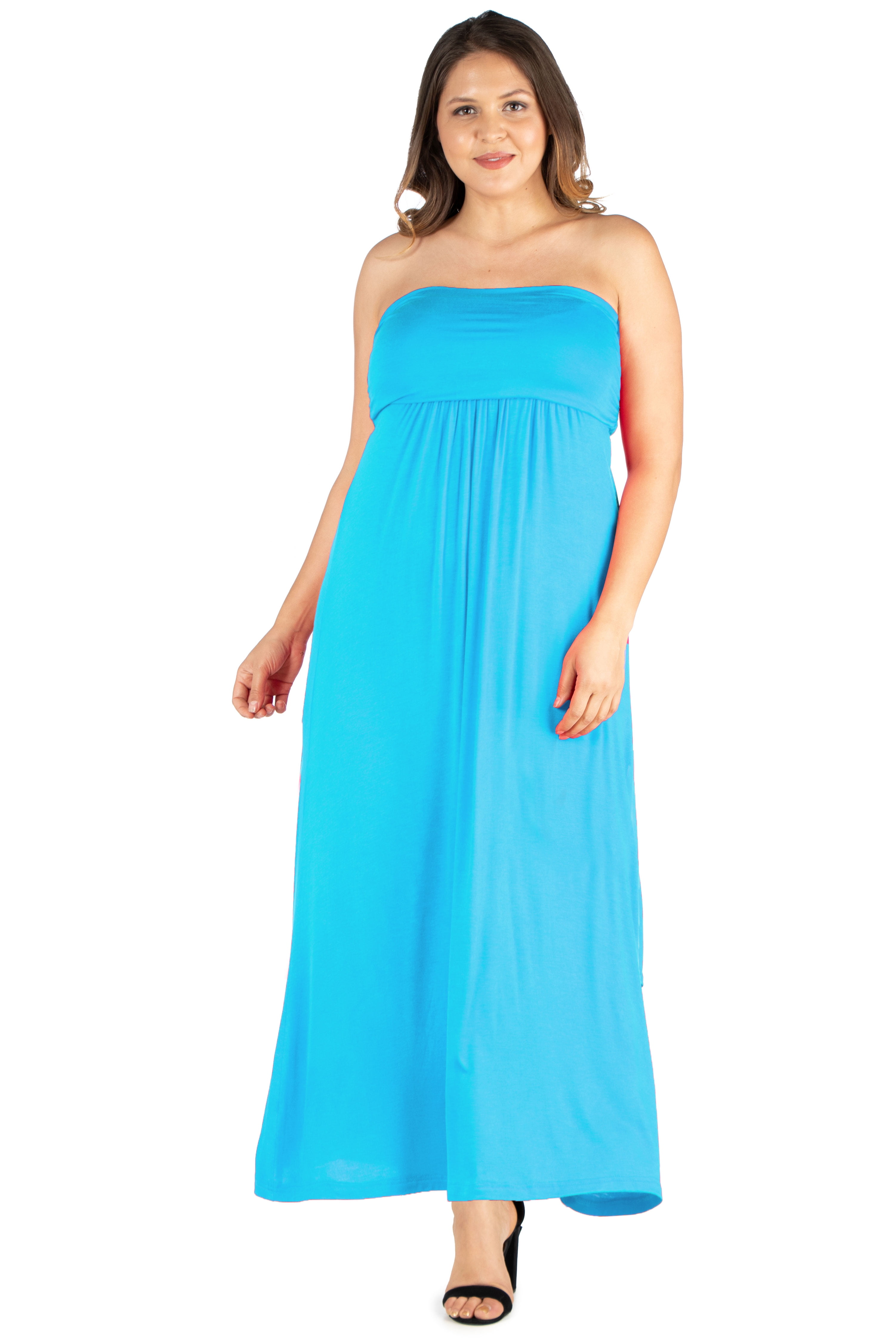 24/7 Comfort Apparel - Women’s Plus Size Strapless Maxi Dress - Walmart ...