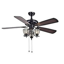 Mirabelle 3-light 5-blade 52-inch Black Metal and Crystal Lighted Ceiling Fan (Optional Remote)