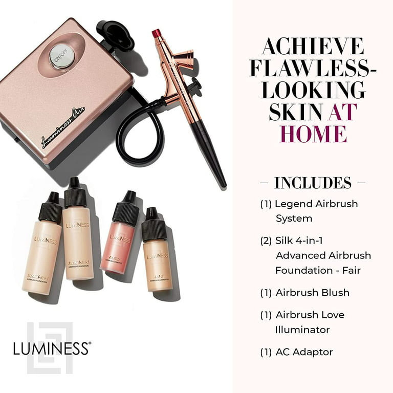 LUMINESS Rose Gold Legend Makeup, Airbrush System & 4 Piece Foundation  Starter Kit, Coverage, Quick, Easy & Long Lasting Application, Includes  Silk 4 in 1 Foundation 
