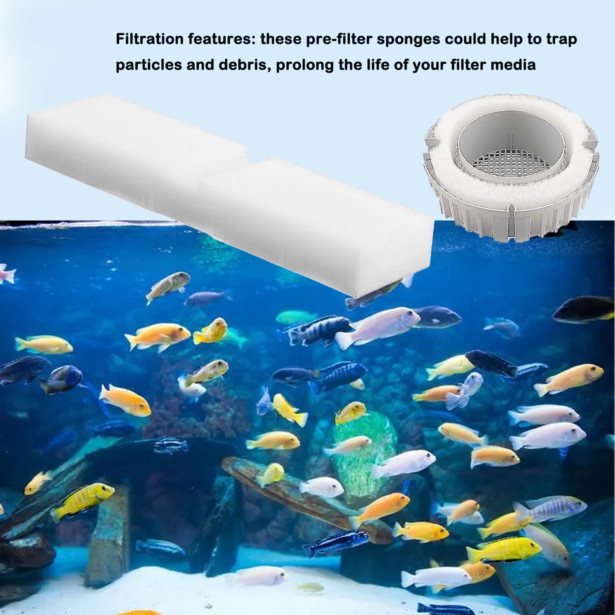 TropicAqua Replacement Aquarium Bio Sponge Foam Insert Filter Pad Suitable for FX4 FX5 FX6 (Pack of 6)
