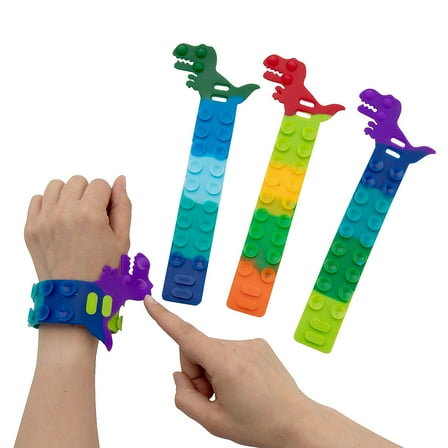 Dinosaur Slap Pop Bracelets - 12 Pieces