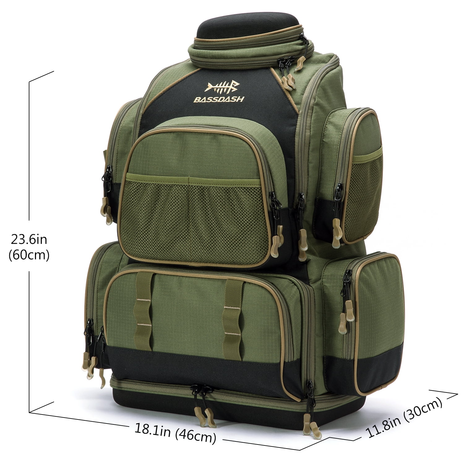 Bassdash Water Resistant Lightweight Tactical Fishing Tackle Box with Protective Rain Cover