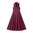 thumbnail image 4 of Asgosdo Women Summer Dresses Halter Sleeveless Solid Color Slim Fit Flowy Trendy Vacation Maxi Dress, 4 of 5