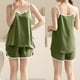 thumbnail image 1 of Karight Sleepwear for Womens Straps Tank Top Shorts 2 Piece Pajamas Lace Faux Silk Nightgowns Plain Match Thin Pjs Sets, 1 of 5