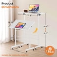thumbnail image 2 of Standing Desk Adjustable Height & Tiltable Tabletop, Portable Stand Up Desk for Laptop, Mobile Folding Desk for Home Office Work and Walking Pad Treadmill, Height 30.7"-46.4", White, 2 of 5