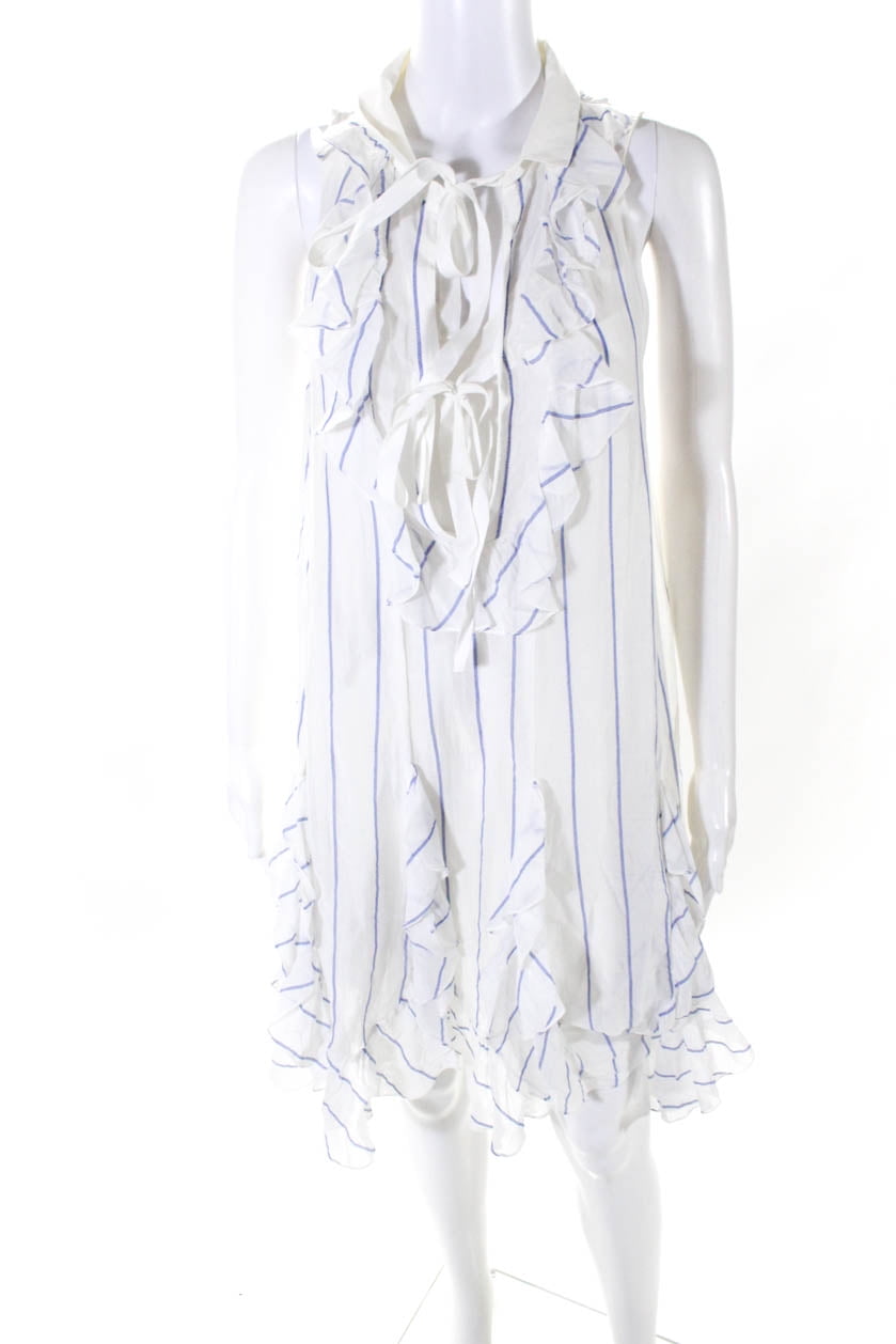 Pre-owned|Chloe Womens Collared Ruffle Trim Striped Ghana | Ubuy