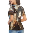 thumbnail image 3 of Vsdgher Prairie Flower Cow Women Shirts V Neck Short Sleeve Tops T-Shirt Basic Tees, S to 3XLMedium, 3 of 5