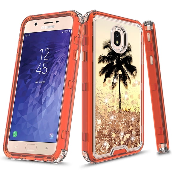 Samsung Galaxy J7 2018/J7 V 2nd Gen/J7 Aero/J7 Top/J7 Refine/J7 Eon/J7 Star/J7 Aura case, KAESAR Hybird Graphic Designed Gradient Quicksand Glitter Liquid Floating Case for SM-J737 (Palm)
