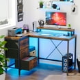 thumbnail image 3 of Patikuin L Shaped Desk with Power Outlets & LED Lights, Computer Desk with Drawers & Shelves, Corner Desk Gaming Desk Home Office Desk, 3 of 9