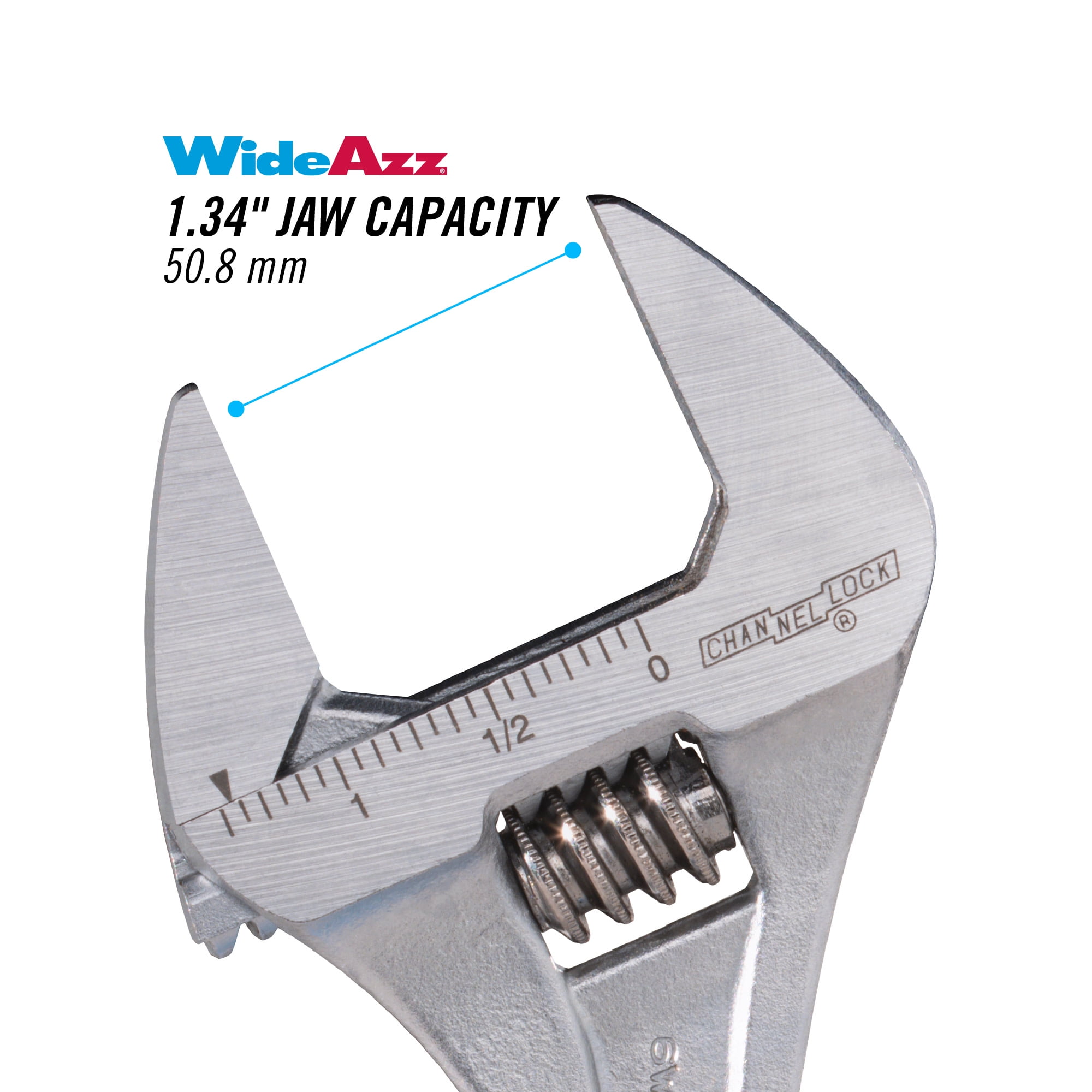 CHANNELLOCK 6-inch CODE BLUE WideAzz Adjustable Wrench, Precise 1.34-inch Wide Mouth Jaw Capacity (6WCB)
