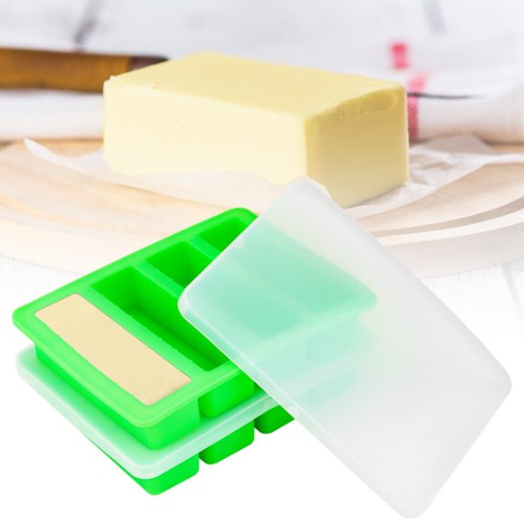 Silicone Butter Molds, 2pcs 4-Cavity Butter DIY Molds with Lid, Flexible Non-Stick Homemade Butter Moulds Easy to Demold, Food-Safe Silicone Molds for Butter, Jelly, Ice Cube