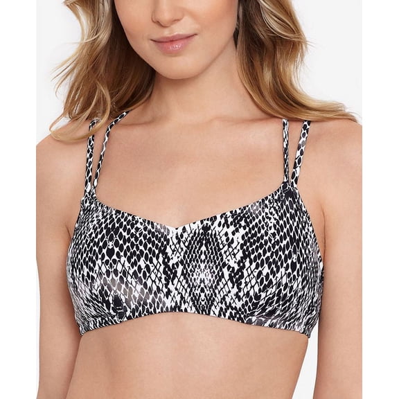 Salt   Cove Junior's Simple Scale Strappy Bralette Bikini Top Swimsuit Black Size X-Large