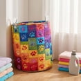 thumbnail image 6 of Cozy Homey Colorful Paw Print Laundry Basket,Easy-Clean Quilted Fabric Storage Bin with Canvas Handles for Dirty Clothes in the Laundry Room,20"x28", 6 of 6