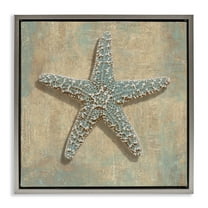 Stupell Industries Starfish Beach Objects Design Nature Painting Gray Floater Framed Canvas Art Print Wall Art, 18 x 18