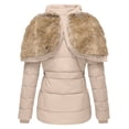 thumbnail image 4 of Cnbwig Winter Hooded Jacket for Womens Full Zip Front Lined Windproof Outerwear Padded Jacket for Cold Weather Cozy Casual Wear Beige XXXL, 4 of 5
