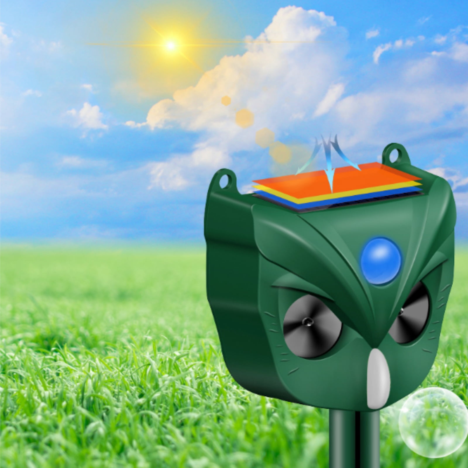 Paddsun Solar Ultrasonic Animal Traps, Cat Traps for Outdoor Use with Motion Sensor Ultrasonic Cat Traps Deer Traps Dog Traps for Gardens and Farms