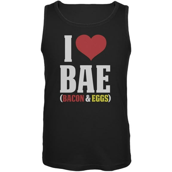 I heart Bae Bacon and Eggs Black Adult Tank Top - 2X-Large