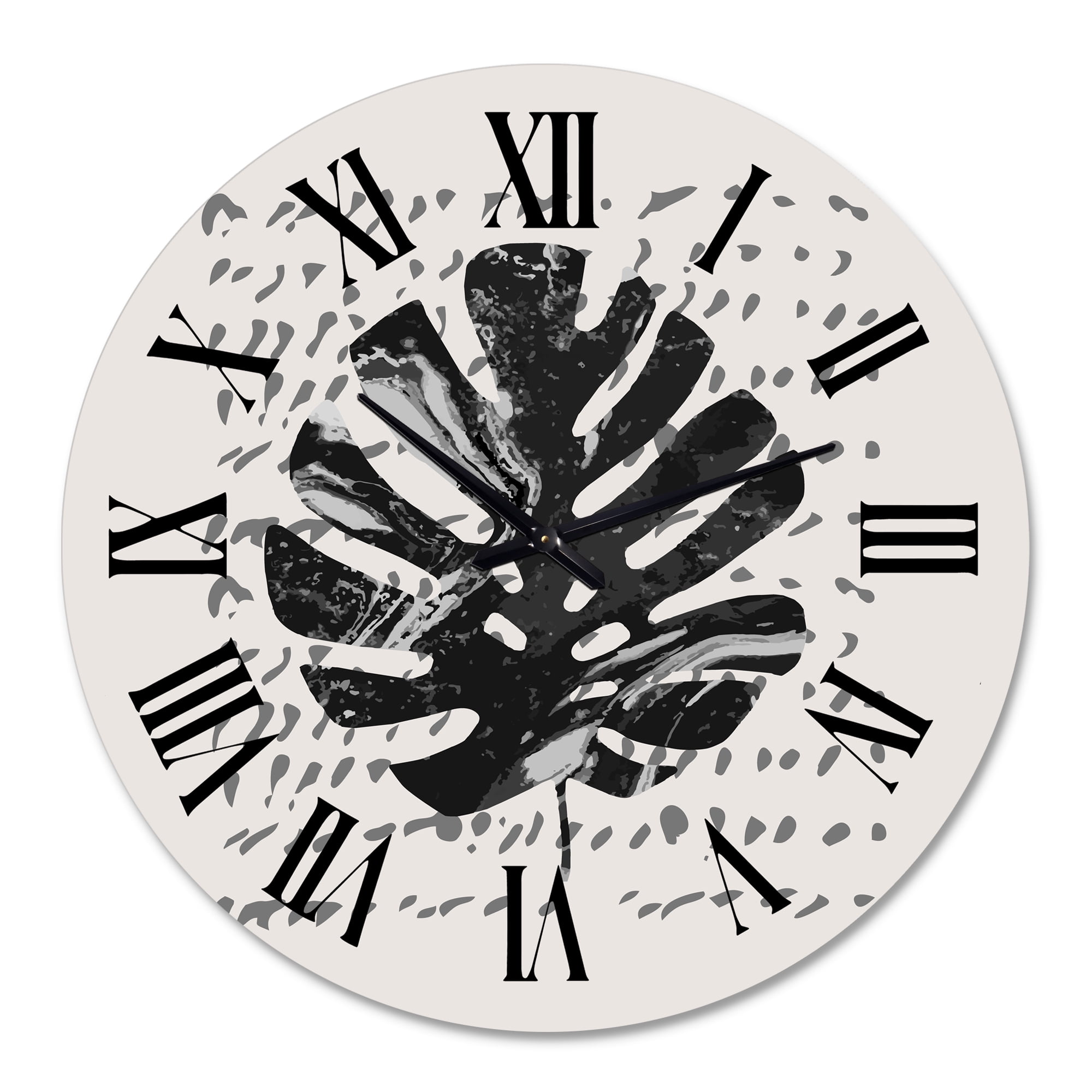 Designart 'Minimal Tropical Palm Leaf On Grunge Texture' Tropical Wall Clock