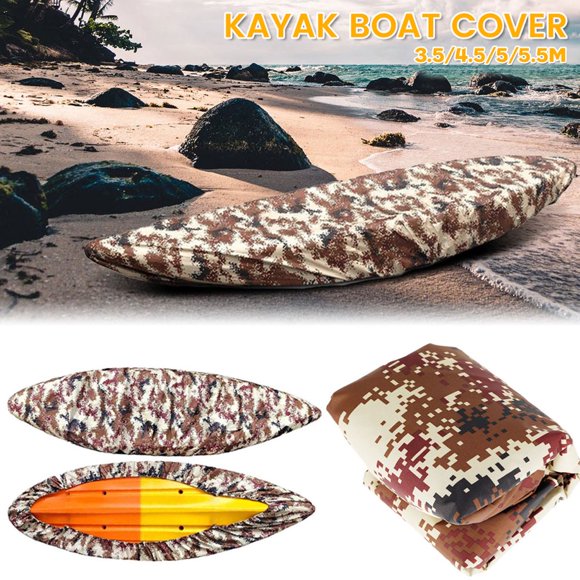 Kayak Cover 8.8-18FT Heavy Duty Oxford Cloth Boat Cover Waterproof Weather Resistant Canoe Protective Cover Kayak Dust Cover Shield for Indoor Outdoor Fishing Boat
