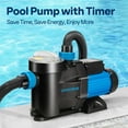 thumbnail image 4 of SPECSTAR 2.0 HP Powerful Self Primming 7140 GPH Swimming Pool Pump w/Timer for in/Above Ground Pool 1.5" & 2.0'' Intlet Energy Saving w/Strainer Basket, 4 of 9