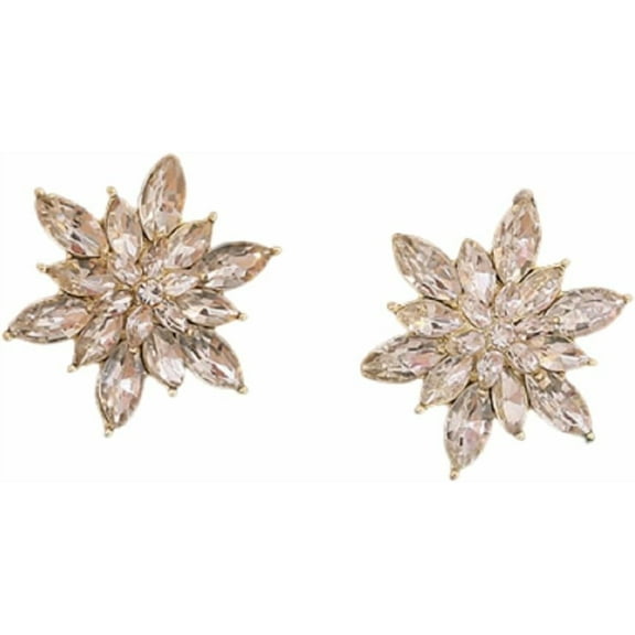 Sparkling Crystal Flower Burst Stud Earrings Minimalist Elegant Sparkly CZ Cubic Zirconia Rhinestone Daisy Sunflower Floral Stud Earrings Bridal Wedding Party Costume Jewelry for Women