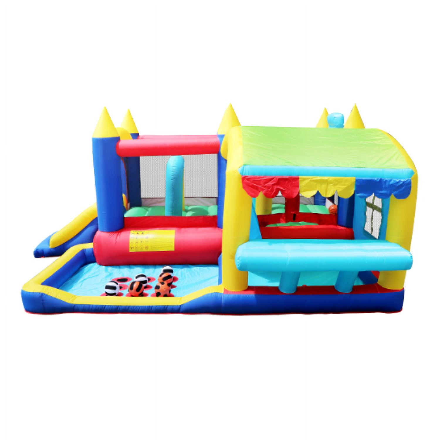 Montary 7-in-1 Inflatable Bounce House w/ Ball Pit & Obstacles - Indoor/Outdoor for Toddlers & Kids (Birthday Gifts)