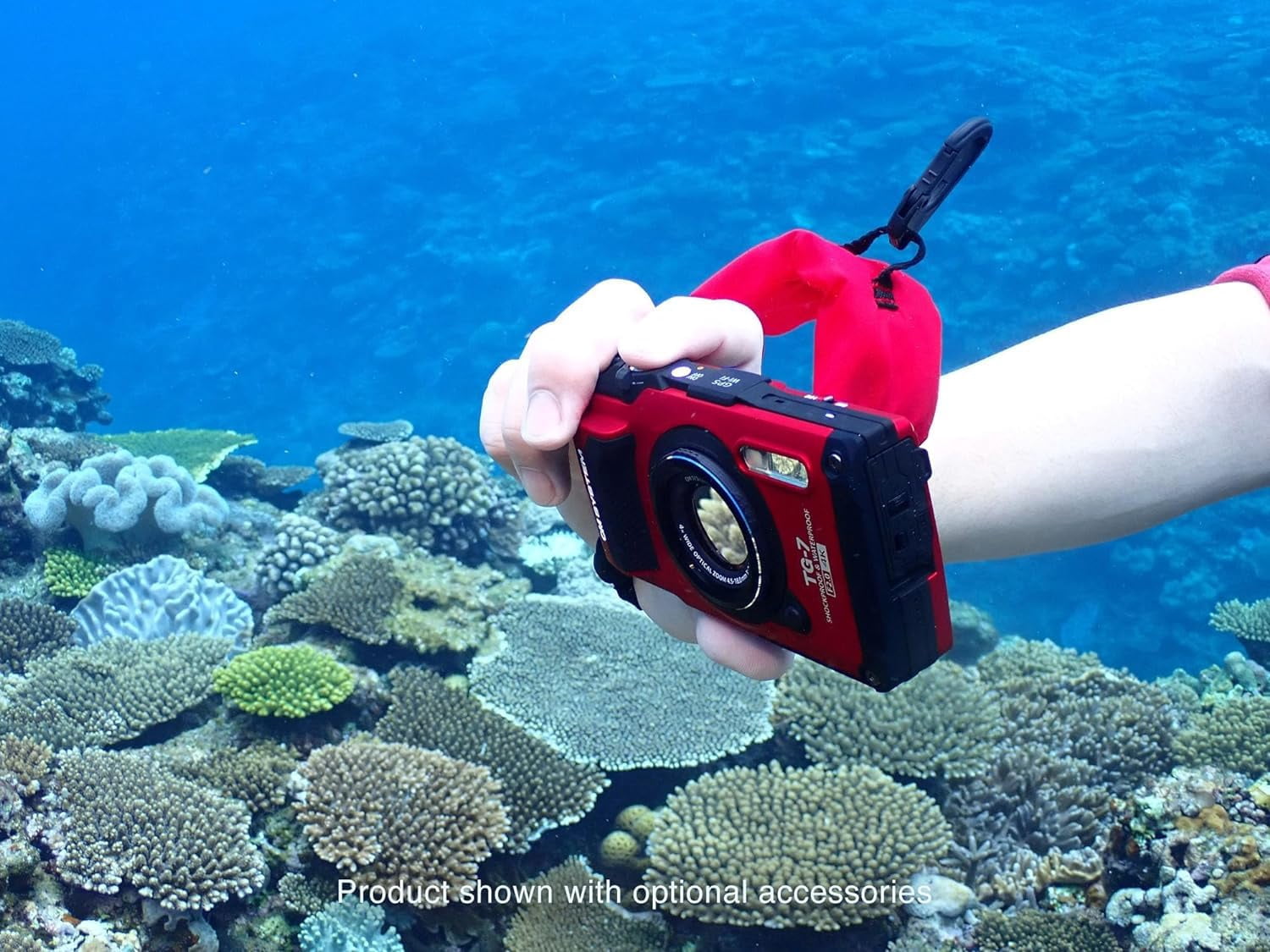 OM SYSTEM Tough TG-7 Red Underwater Camera, Waterproof, Freeze Proof, High Resolution Bright, 4K Video 44x Macro Shooting (Successor Olympus TG-6) with Pixel Advance Accessories & Travel Bundle