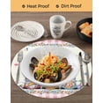 thumbnail image 3 of 13 Inch Round Placemats Set of 4, Happy Easter Non Slip Heat Insulation PP Table Mats, Funny Gnomes Rabbits Colorful Eggs Plaid Washable Place Mats for Kitchen Dining Party Table Decor, 3 of 7