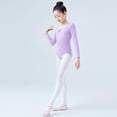 thumbnail image 5 of FLMEI Toddler Kids Gymnastics Leotards for Girls Long-Sleeved Practice Clothing Girls Summer Biketards Open Crotch Cotton Dance Outfit for 5-16 Years, 5 of 8