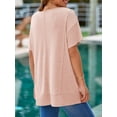 thumbnail image 3 of Womens Oversized Tshirts Knit V Neck Short Sleeve Tunic Tops Summer Casual Loose Fit Tee Shirts, 3 of 7