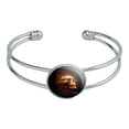 thumbnail image 1 of Flaming Fire Skull Design Novelty Silver Plated Metal Cuff Bangle Bracelet, 1 of 4