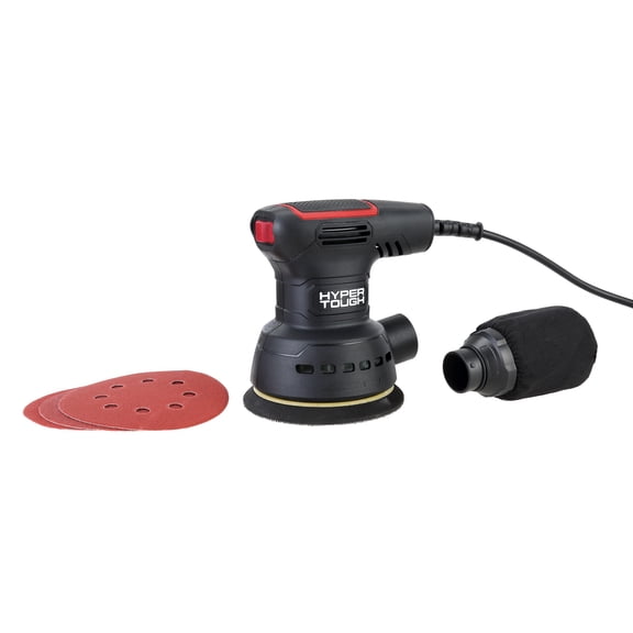 Hyper Tough 2.8 Amp Corded 5 in Orbital Sander with Dust Collection Bag, Vacuum Hose Adapter and Sanding Sheets