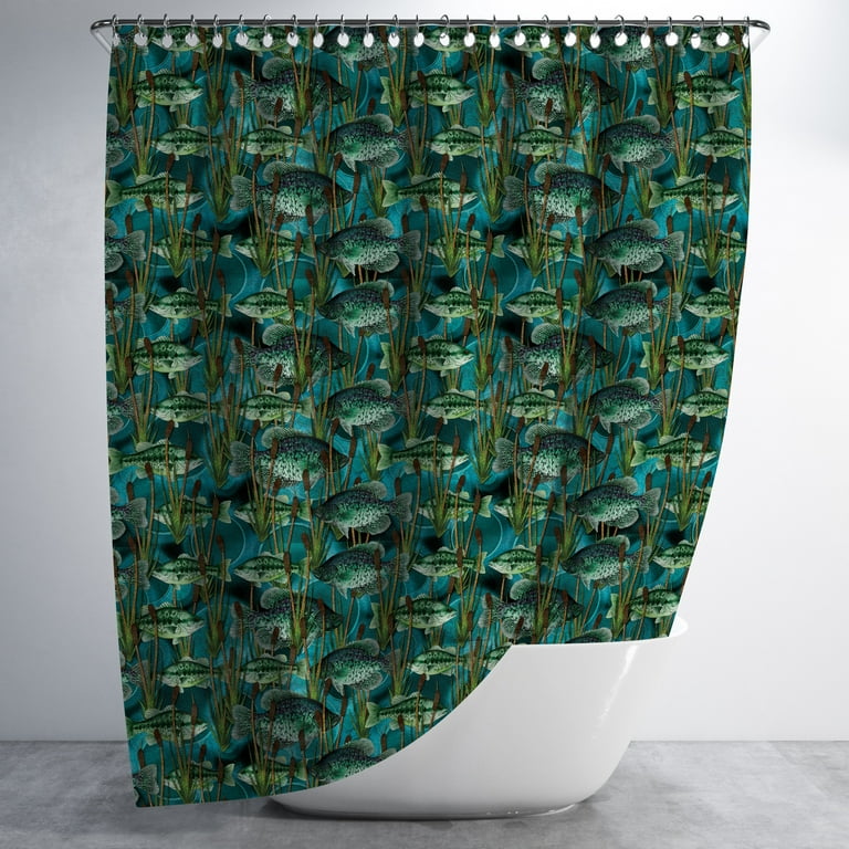 Trout Fishing Shower Curtain for Hunting or Fisherman Themed Bathroom -  72X72 inch Polyester Fabric Shower Curtain
