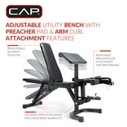 CAP Deluxe Adjustable Utility Weight Bench with Preacher Curl and Leg Press Attachment