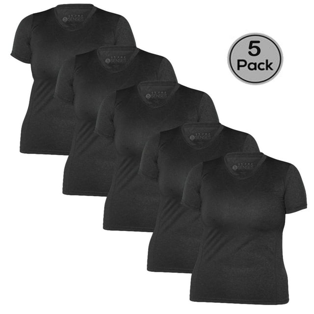 5 Senses Pack of 5 Women's T-Shirt, Quick Dry Performance fabric, 100% Polyester