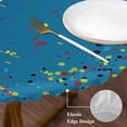 thumbnail image 3 of Lake Blue Birthday Round Tablecloth, Fitted Table Cover with Elastic for 45"-54" Round Tables, Colorful Confetti Ribbons Polka Dots Classroom Table Cloth Outdoor Dinning Party Waterproof Tablecloths, 3 of 7