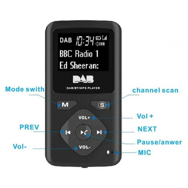 DAB/DAB Digital Radio Bluetooth 4.0 Personal Pocket FM Mini Portable  Earphone MP3 -USB
