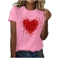 thumbnail image 4 of Kctiaxy Pink Women's T-Shirts Casual Round Neck Valentiness Women Blouses Fashion Love Printed Short Sleeve Tops for Summer M, 4 of 5