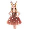thumbnail image 4 of Vestido de reno navideño para niños, lindo y exquisito vestido de velo de ambiente festivo, 4 of 5