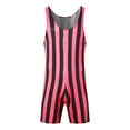 thumbnail image 4 of Wancir Mens Striped Wrestling Singlet Bodysuit One Piece Swimsuit Stretchy Base Layers Pajamas Leotard Athletic Jumpsuit, 4 of 6