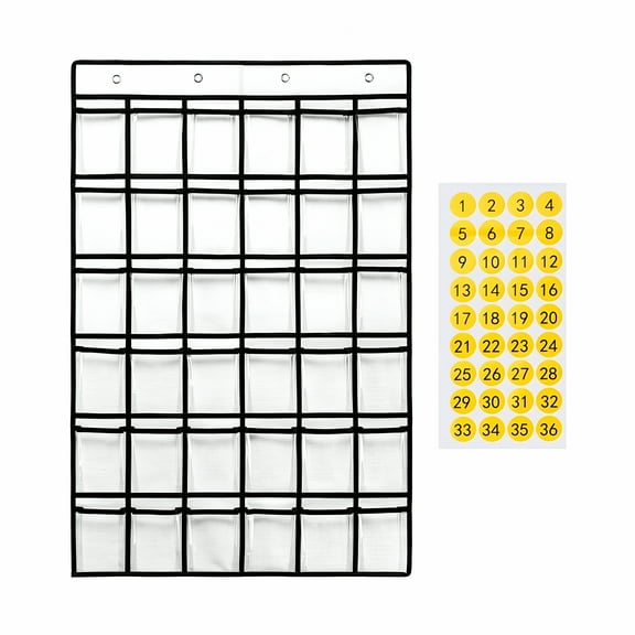 LAMIRO Classroom Pocket Chart Pocket Organizer Multifunctional Sundries Storage Organizer Clear Storage Bag Classroom Hanging Organizer for Closet,White