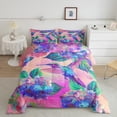 thumbnail image 3 of YST Hydrangea Sheet Set with Comforter Pink Purple Floral Bed In A Bag 7 Piece Full Tropical Hummingbird Bedding Sets Tie Dye Aesthetics Comforter Set Spring Summer theme Cushion Covers, 3 of 5