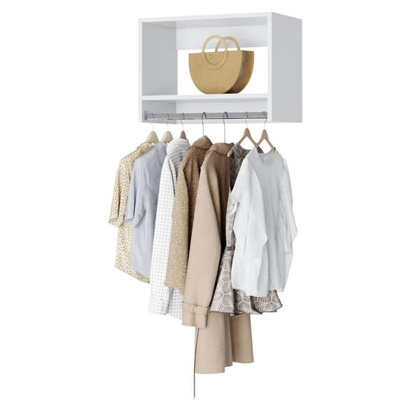 Tall Hanging Closet Unit - Modular Closet System For Hanging - Corner Closet System - Closet Organizers And Storage Shelves (White, 24 inches Wide) Closet Shelves